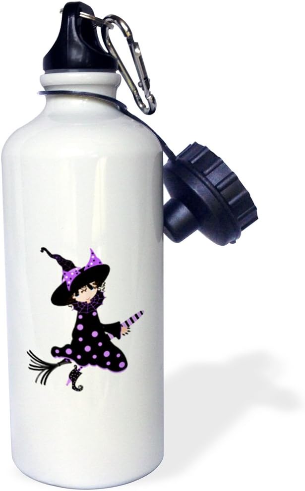 3dRose "Cutest Little Witch" Sports Water Bottle, 21 oz, White