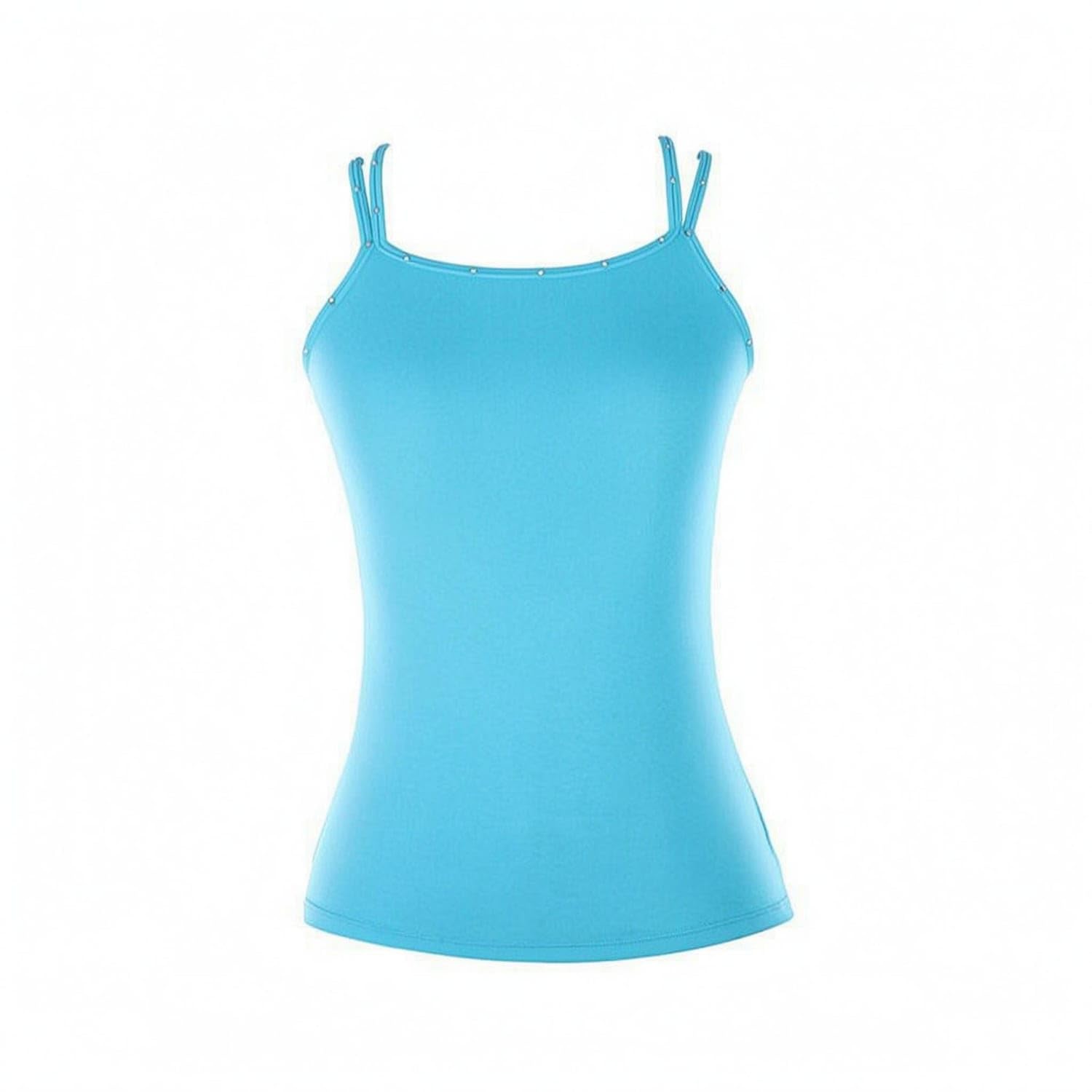 Fitted Skating Training Vest Thin Straps Figure Skating Vest Scooped Neckline Sleeveless Training Top Straight Hem, Sky Blue, L-image-49