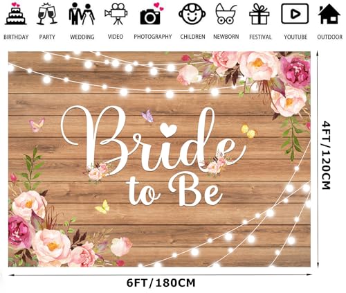 Alltten 6x4ft Bride to Be Backdrop Bridal Shower Backdrop Wedding Shower Decorations Background Bride to Be Banners F201