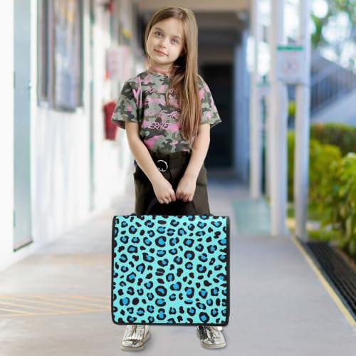 Image of Custom 3 Ring Zipper Binder Blue Leopard Print Personalized Name 1.5 Inch Binders Large Capacity Multi Pockets for School Office Supplies
