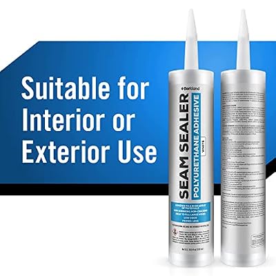 Polyurethane Seam Sealer Automotive Compound Paintable Auto Body Seam Sealer White, Won't Shrink or Crack, Flexible Joint Filler for Bare & Painted Metal, RV Roof Sealant with Gloves, 10.5 fl oz