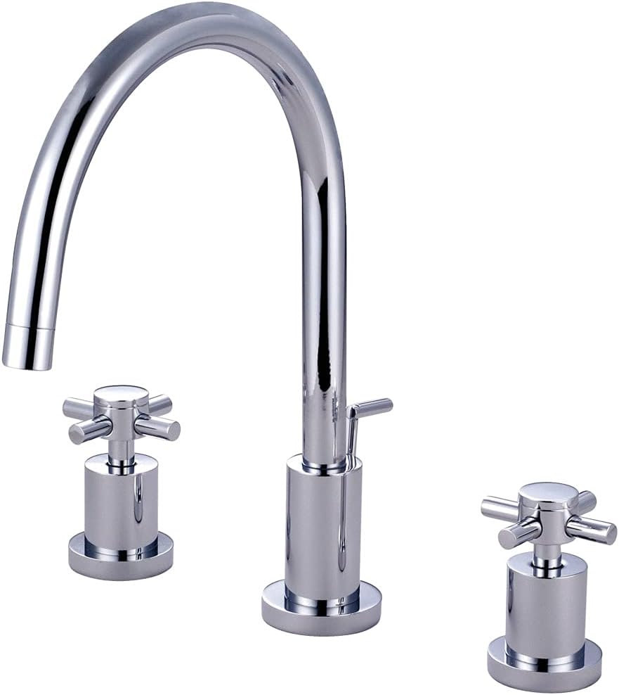Kingston Brass KS8926DX Concord Widespread Lavatory Faucet with Brass Pop-Up with Metal Cross Handle, Polished Nickel
