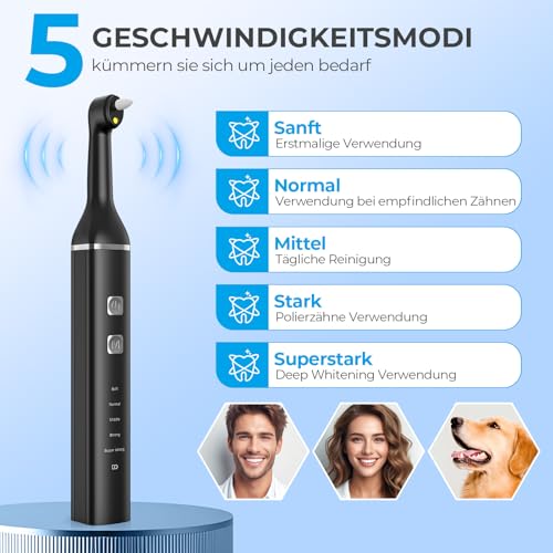 Zahnreinigung Zahnaufhellungsset Professionell, Zahnpolierer mit 5 Modi für Zahnreinigung & Zähne Aufhellen, zum Polieren nach der Zahnreinigung, Zahnaufhellung Bleaching Set mit 5 Köpfen – Bild 4