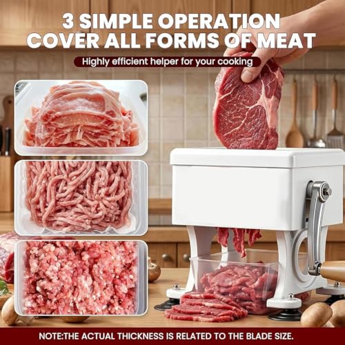 Machine de découpe de viande à manivelle inox pour émincé 5mm