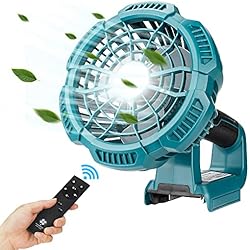 Ventilador Lightfan Hipoke Ventilador inalámbrico de 18 V con luz LED alimentado por pilas, camping, picnic (sin batería)