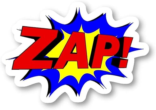 Zap Sticker Comic Book Art Stickers - 3 Pack - Set of 2.5, 3 and 4 Inch Laptop Stickers - for Laptop, Phone, Water Bottle 3 Pack S214513