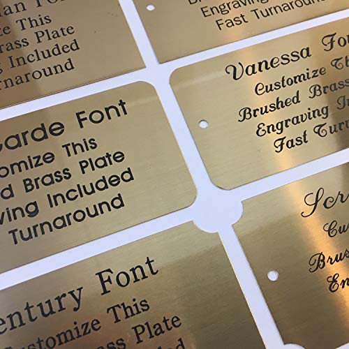 Eastwood Engravings 4"X6" Engraved Brushed Brass Plate Black Etched Letters Custom Personalized Plaque Adhesive Backing Gift Label Sign Trophy Award Taxidermy - Rounded With Holes #TOP1