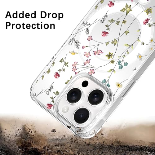 Coque iPhone 15 antichoc MagSafe avec motif fleurs rigide - 6