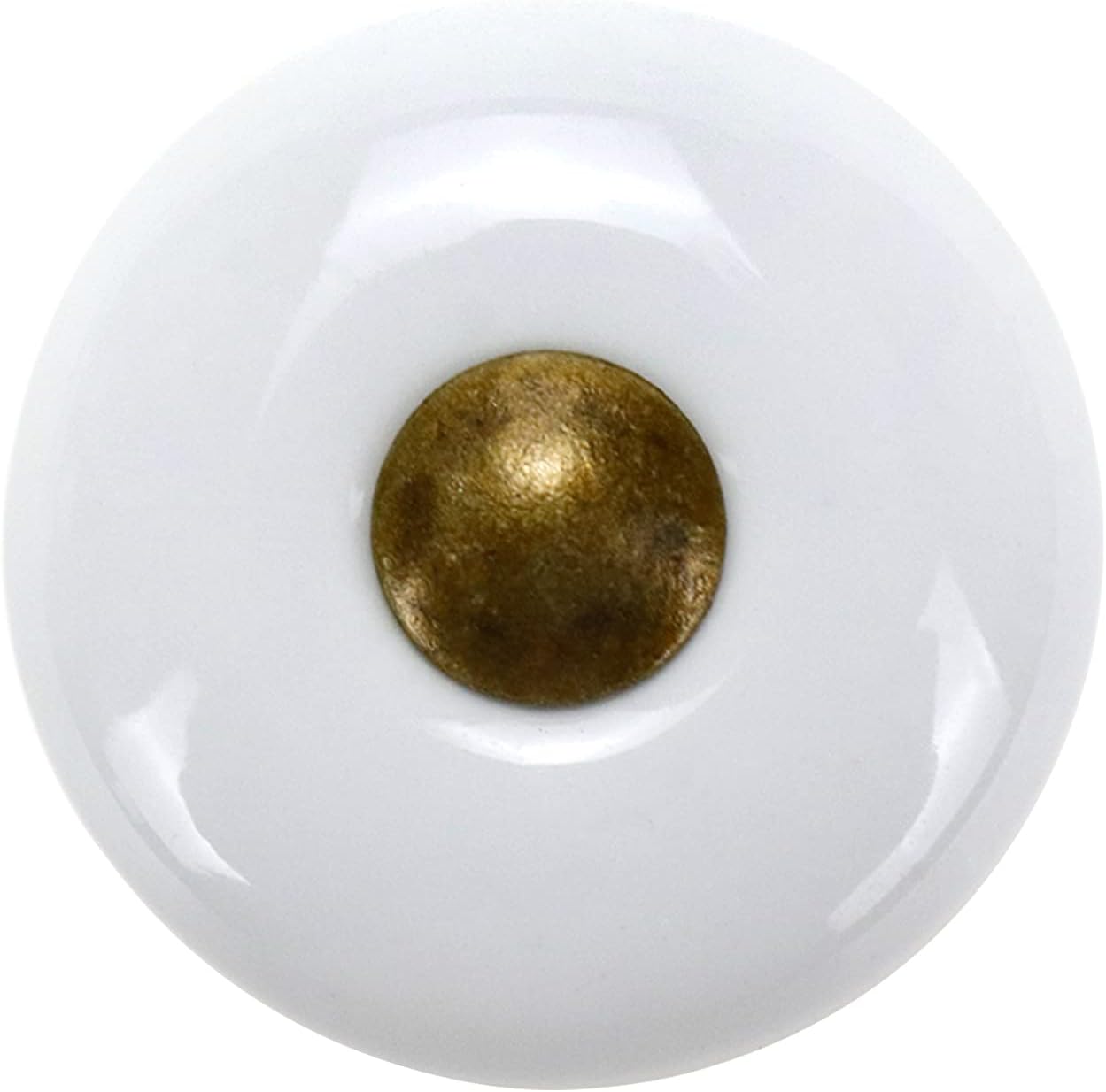 6Pcs White Ceramic Cabinet Knobs Round Retro Dresser Knobs Decorative Drawer Knobs for Cupboard, 1.3"x1.3"x0.91"