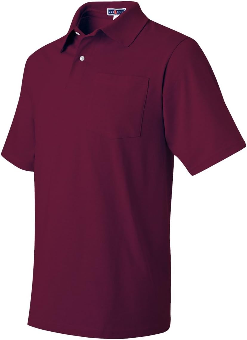 Jerzees 5.6 Oz, 50/50 Jersey Pocket Polo With SpotShield, Medium, Maroon - Image 3