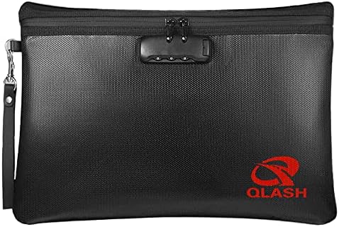 Fireproof Document Bag with Lock & Zip, 14X10" Large Fireproof Bag, Water Resistant and Fire Safe Storage for Important A4 Paper, Legal File, Cash, Battery and More