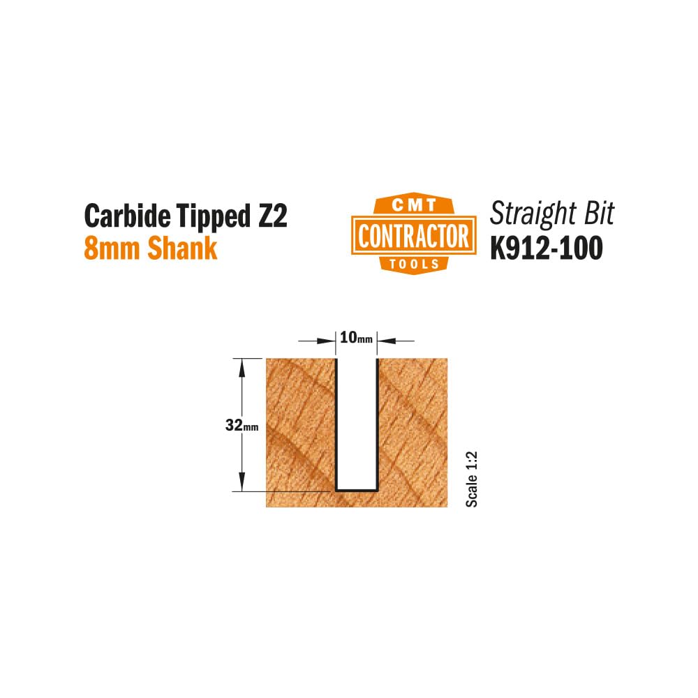 Fresa CMT Per Legno - Taglienti Dritti HW Z2, D=10mm, S=8mm, Per Scanalature - Foto 7