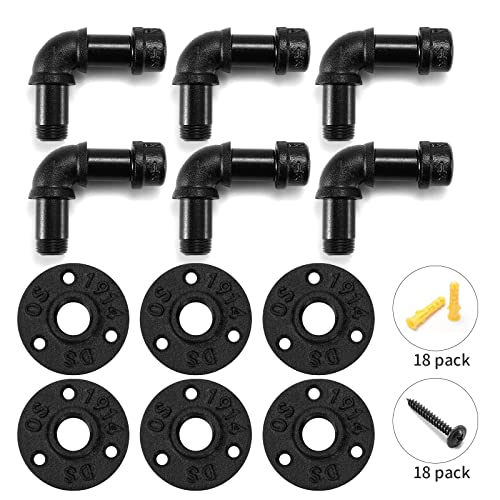 Home Tzh Bathroom Towel Hooks For Hanging 6 Pack Vintage Industrial Pipe Towel Holder Black Wall Mounted Heavy Duty Hook Decorative For Farmhouse Bathroom Kitchen thumb #1