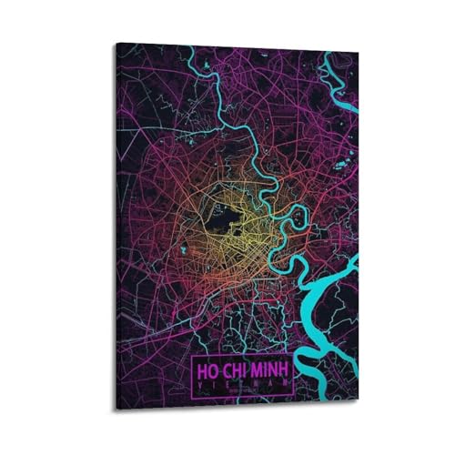 Poster Ho Chi Minh Neon pour un salon moderne - Toile avec cadre 20x30