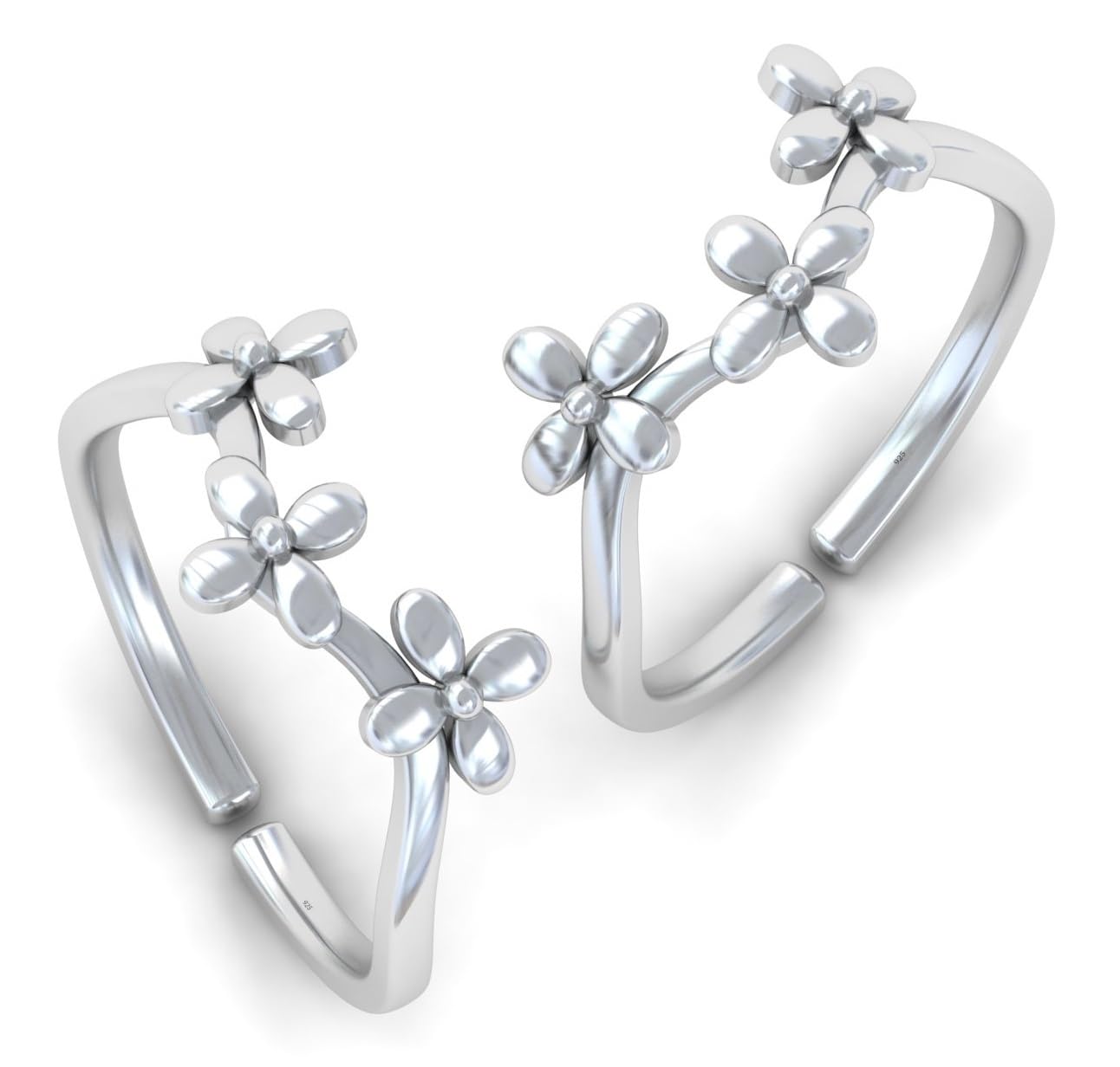 unniyarcha Pure 92.5 Silver Floral Design Toe Rings For Women's Sterling Silver Jewellery with Certificate of Authenticity & 925 Toe Rings for Women's Silver, God, Religion-picture-22