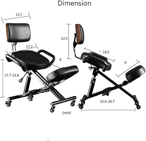 Miniatura 3 de Silla ergonómica de rodillas con soporte de espalda, silla de escritorio ajustable para el hogar y la oficina, reduce la presión en tus espinillas