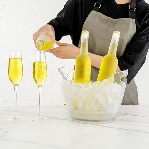 Miniatura 10 de Restaurantware Bar Lux - Cubo de champán de 10.6 x 8.1 x 7.9 pulgadas, 1 cubo ovalado para vino, con asas, cubo enfriador de vino de plástico