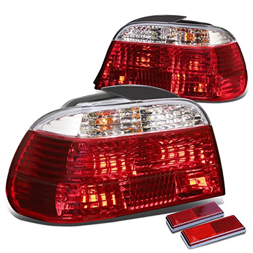 Auto Dynasty Tail Light Compatible with 1995-2001 BMW 740i 740iL 750iL, Pair of Rear Brake with Signal Tail Light, Chrome Housing Red