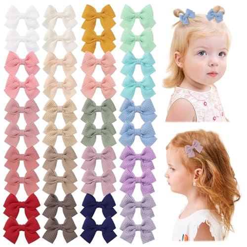Jollybows 40pcs Baby Hair Clips for Girls Bows 2" Mini Alligator Clip Toddler Pigtail Bow for Fine Hair 40 Count (Pack of 1) multicolored