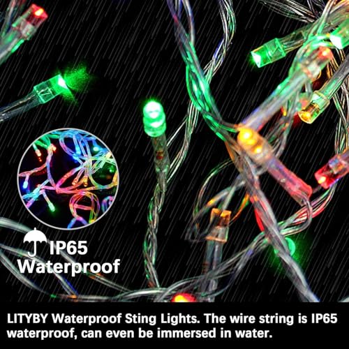 LITYBY Christmas Tree Lights,12M 120LED Fairy Lights for Bedroom,8 Modes Plug in Fairy Light with Remote Control,Indoor/Outdoor String Lights for Bedroom Party Xmas Decorations(Multi-Coloured) - Image 3