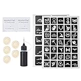 Tattoo Ink Set, Tattoo Tinte+Alkoholtupfer+Finger Sleeve+Tattoo Vorlage, Temporäre Microblading Pigment Set Tätowierfarbe Ink Fruchtsäfte Set für Körper Augenbrauen Semi-Permanent Makeup