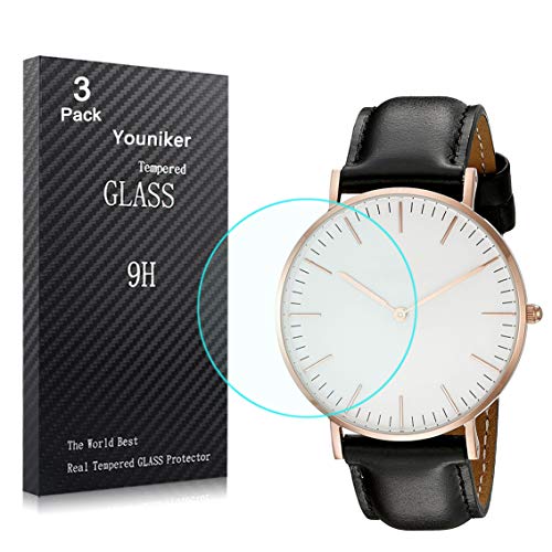 Youniker Lot de 3 Verre Trempé Protections de 31MM Montre Ronde Universelle en Verre Trempé - Films protecteurs d'écran de Montre Générique 31 mm Anti Rayure, Sans Bulles