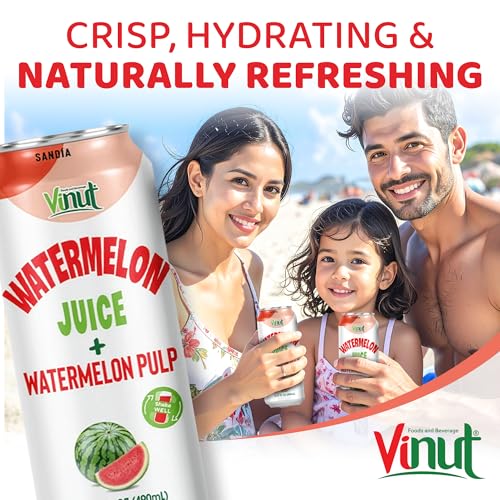 Image of Vinut Natural Watermelon Juice Drink with Pulp, (16.57 fl oz, Pack of 12) Real Watermelon Juice, No Sugar Added, Gluten Free, GMO-Free