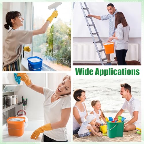 Image of Zhehao 6 Pcs 3 Quart Bucket for Cleaning Small Sanitizer Bucket for Restaurant Square Plastic Pail with Handles for Home, Offices, Commercial Use, Food Service(Orange, Green, Blue)