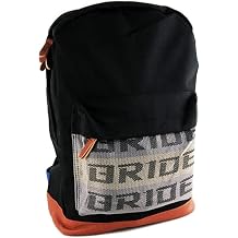 W-POWER Q1-TECH, JDM Bride Racing Laptop Travel Backpack Brown Bottom with Adjustable Harness Straps Blue Strap