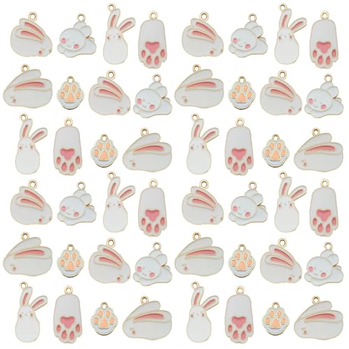 Youdiyla 36pcs Alloy enamel Thanksgiving Easter series rabbit set Pendant Jewelry Making DIY Keychain Earrings Pendant Various Design Charms for Jewelry Making Bracelets Necklace (SN1041)
