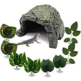 【MATERIAL DE CALIDAD SUPERIOR】 La cueva de piel de reptil adopta una resina ambiental de calidad superior que no es dañina para las mascotas y plantas del acuario