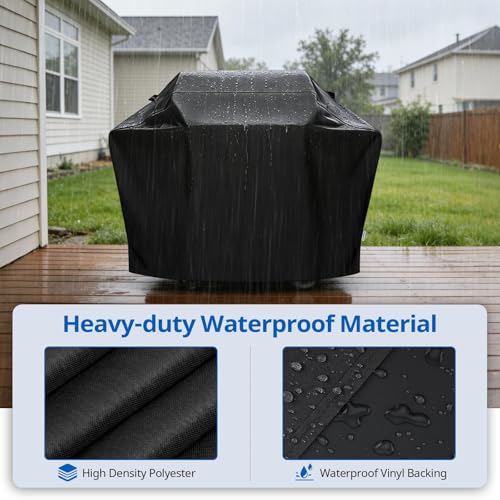 Image of SunPatio Barbecue Grill Cover 65 Inch, Outdoor Heavy Duty Waterproof Charcoal Gas Grill Cover, Fade Resistant, All Weather Protection Compatible for Weber Charbroil Nexgrill and More, Black