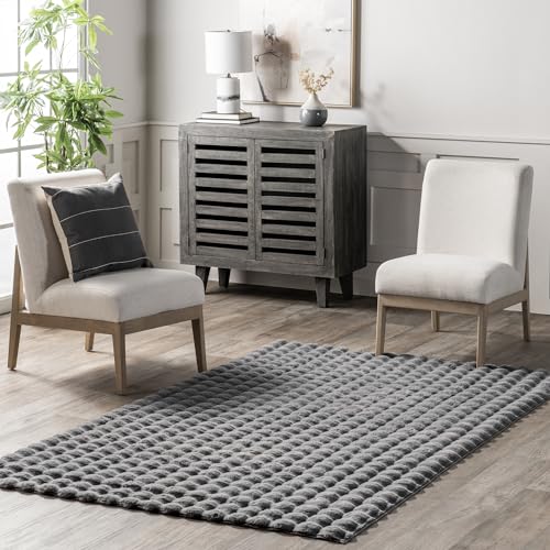 nuLOOM Jeni - Alfombra Cuadrada a Cuadros Lavable a máquina, para Sala de Estar, Dormitorio, Comedor, Cocina, Color Gris Oscuro