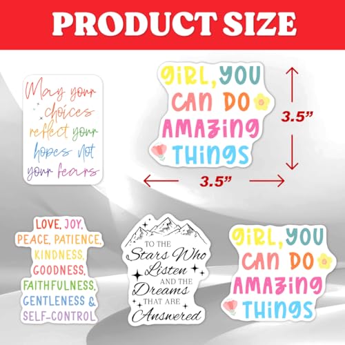 Image of Motivational Faith Quote Vinyl Stickers Pack 9Pcs Uplifting Christian Bible Verses and Inspirational Sayings for Laptop Water Bottle Notebook Phone Journaling