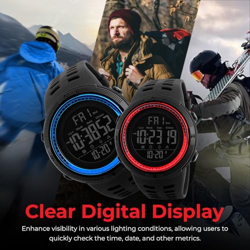 Men's Digital Sports Watch Waterproof Military Stopwatch Countdown Auto Date Alarm