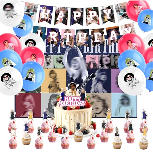 33PCS Tylr Birthday Decorations Balloons Cake Toppers with Banner Party Decorations for Kids Boys Girls