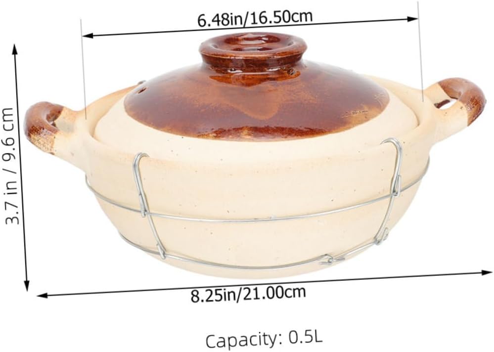 2pcs Clay Pot Cookware Handle - Casserole for Soups and Stews Single Serving for Home Cooking and Clay Pot Rice