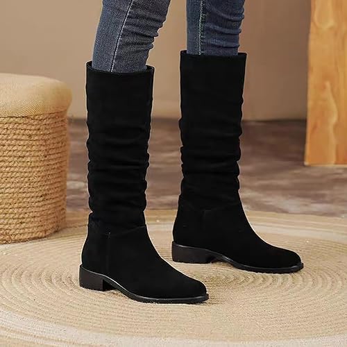 Bottes plissées en PU à talons bas idéales pour vos sorties - 2