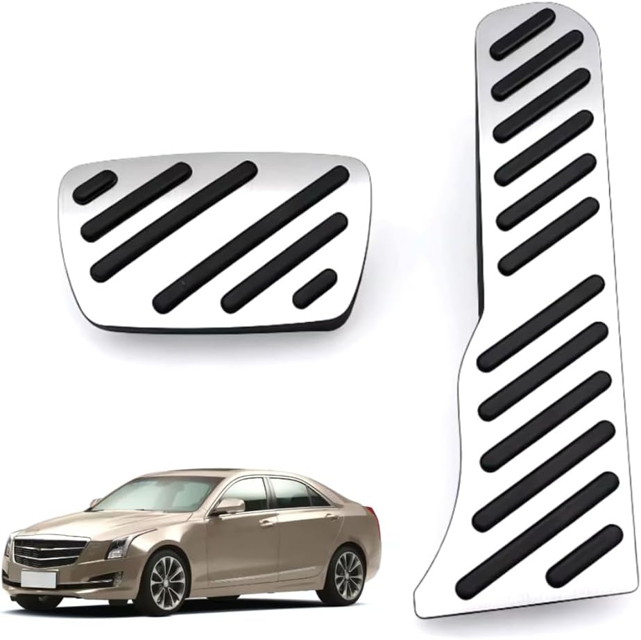 Car Pedal Covers for Cadillac ATS 2013 2014 2015 2016 2017 2018 2019, Auto Aluminum Gas Pedal Covers Accessories Replacement, Non-Slip Accelerator Brake Foot Rest Pedals(Set of 2)