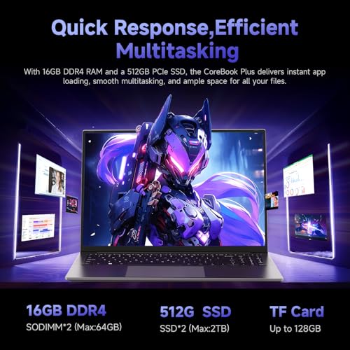 Image of CHUWI Gaming Laptop 16'', AMD Ryzen 5 (Beat i7-1355U), 16GB RAM 512GB SSD | Win 11 Pro Laptop with Office, IPS 2K Display, Backlit Keyboard, 74.1Wh, WiFi 6, BT 5.2, 4K HDMI
