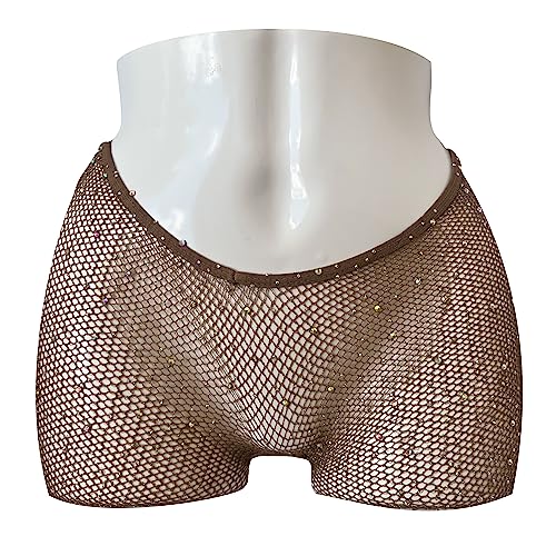 Image of V-Cut Skintone Gold Glitter Fishnet Stockings | VCUT Carnival Tights for Black and Brown Skin Women