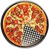Forma de Pizza,Assadeira com Furos de 32 cm, Assadeira Redonda Antiaderente de Alumínio para Forno, Utensílio de Cozinha para Assar Pizza, Ideal para Casa e Restaurante, Preto