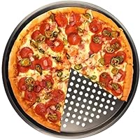Forma de Pizza,Assadeira com Furos de 32 cm, Assadeira Redonda Antiaderente de Alumínio para Forno, Utensílio de Cozinha para Assar Pizza, Ideal para Casa e Restaurante, Preto