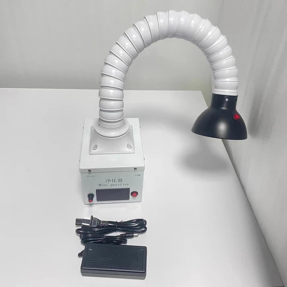 Mini Desktop Smoke Absorber Soldering Fume Extractor with LED Hood for Phone Repair & Electronics