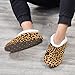 ALAZA Black Yellow Leopard Print House Fleece Slippers Comfy Bedroom Shoes Anti-Slip for Women US 7-8
