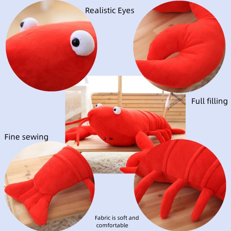 Lobster Plush Stuffed Animal Toy Lobster Pillow Suitable for Christmas and Birthday with Huggable Gifts (Red-Small) - Image 2