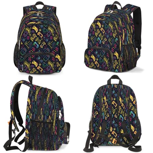 Sac à dos imprimé manette de jeu grande capacité pour école et ordinateur portable