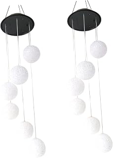 Uonlytech Solar Crystal Ball Wind Chime Solar Crystal Ball Wind Chime 2 Pcs Pendent Light LED Chandelier LED Hanging Lamp Light Changing Night Light LED