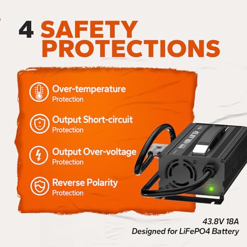 LiTime 43.8V 18A Lithium Battery Charger for 38.4V LiFePO4 Battery, AC-DC Smart Charger with 50A Anderson Connector, LED Indicator, Multiple Safety Protection for Golf Cart and RV by Litime - Image 4