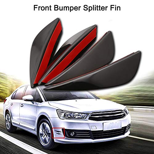 Yorten 4 unidades/conjunto de fibra de carbono preta encaixe pára-choques dianteiro divisor de lábio